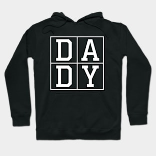 D A D Y Dad Father Square Box Cute Letter Print Typography Design Hoodie